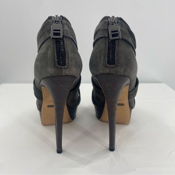 BURBERRY Peep toe Gray Suede Booties - Picture 5 of 13